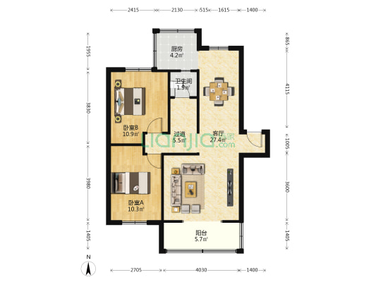 攀大家属区 2室1厅1卫 77平方