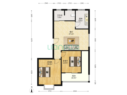 同運香樟苑 2室1厅1卫 98平方