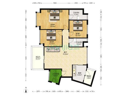 峰景台 3室2厅2卫 123平方