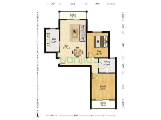 漢城国际 1室1厅1卫 87平方