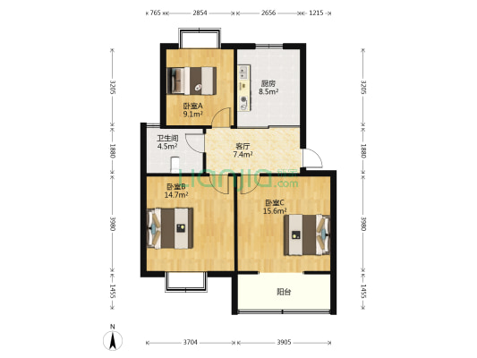 富春坊 3室1厅1卫 76平方