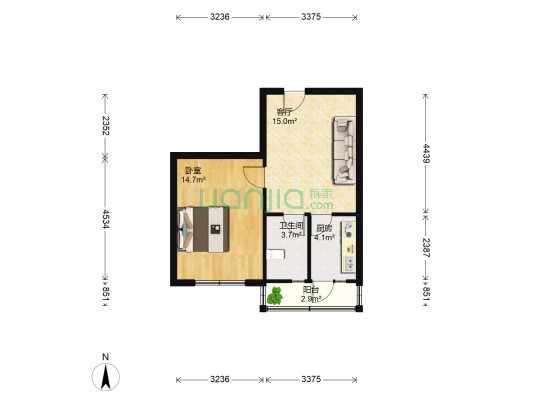 利工街 1室1厅1卫 56平方