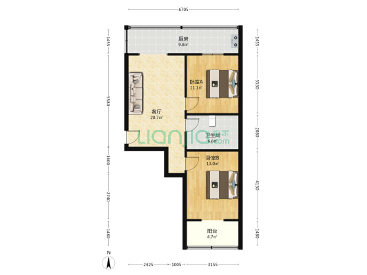 意兴居 2室1厅1卫 81平方