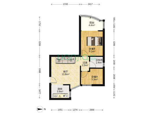 成华街9号 2室1厅1卫 50平方