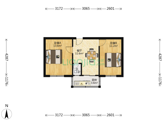友谊南楼 2室1厅1卫 51平方