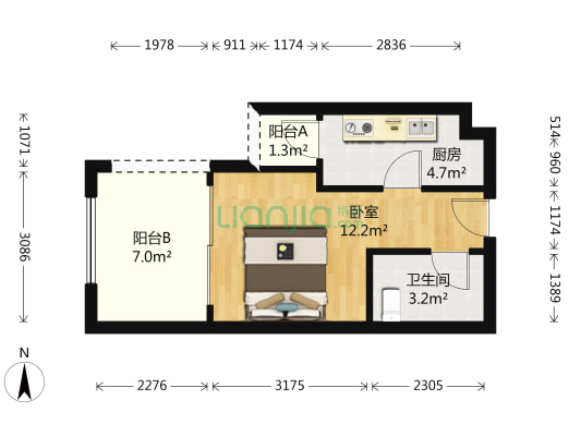 丽雅美锦 1室0厅1卫 35平方