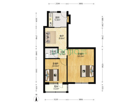 应用文理学院 2室1厅1卫 67平方
