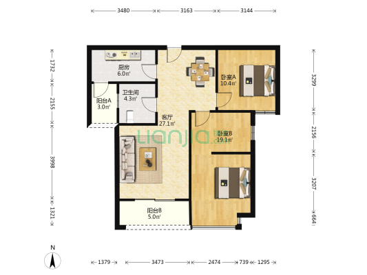 泰和苑小区二期 2室1厅1卫 91平方