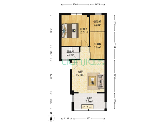 博士山庄 2室1厅1卫 47平方