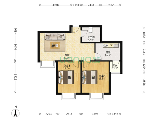 嘉和里 2室1厅1卫 90平方