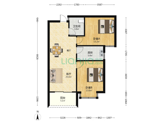 斗顶佳园 2室1厅1卫 61平方