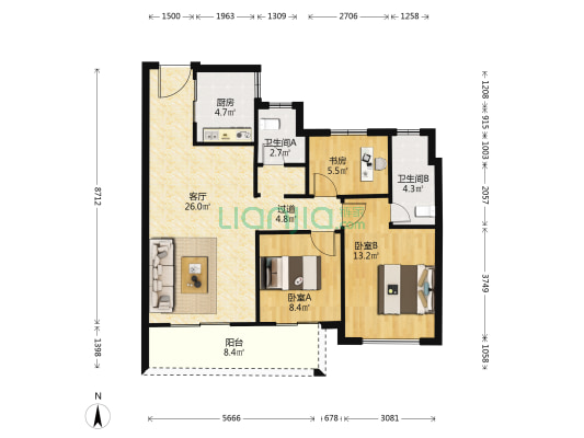中南瓯海印象观棠湾 3室1厅2卫 103平方