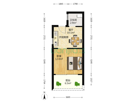 桃源林语 1室1厅1卫 42平方