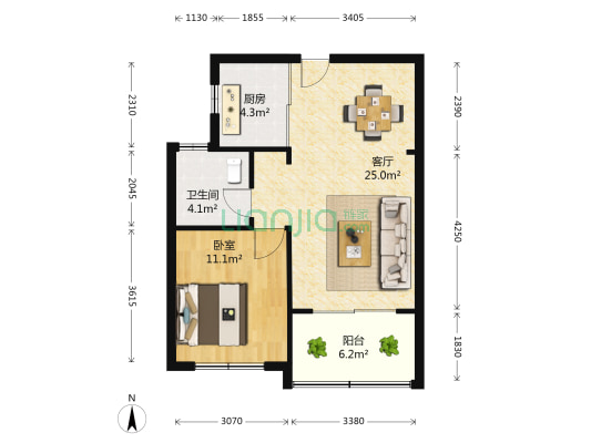桃源凤启公寓 1室1厅1卫 67平方