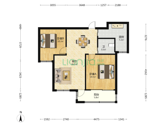 沙港新苑3期 2室1厅1卫 90平方
