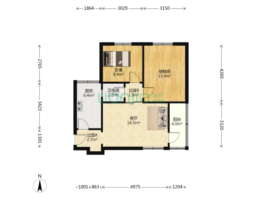 天沁园 1室1厅1卫 69平方