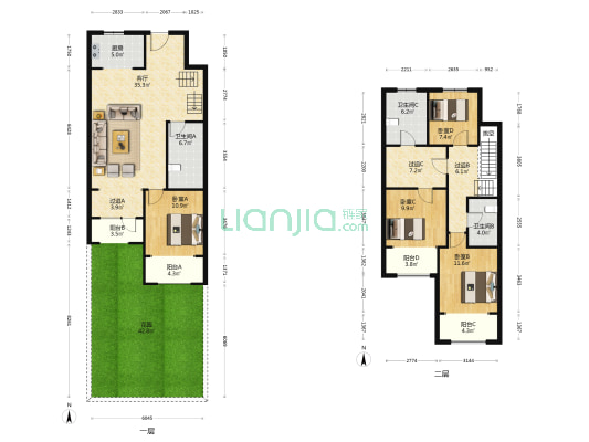 鸿坤理想尔湾 3室2厅 南 北-户型图