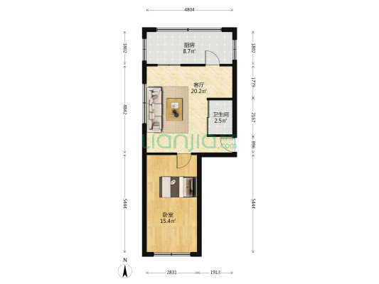 幸福三道街 1室1厅1卫 51平方