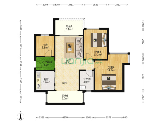 幸福码头 3室1厅1卫 84平方