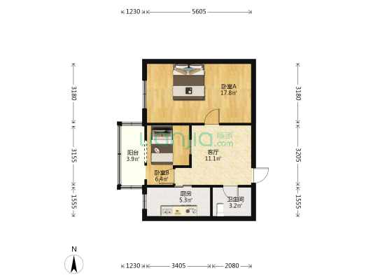 西康路370弄 2室1厅1卫 59平方