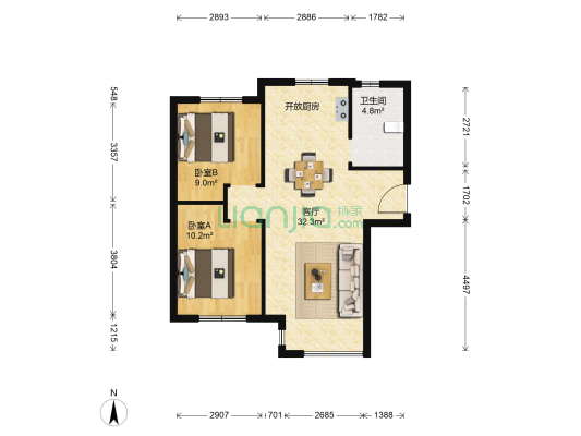 三寰融创城北园 2室1厅1卫 77平方