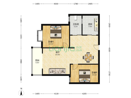 宁泽文萃苑 2室1厅1卫 95平方