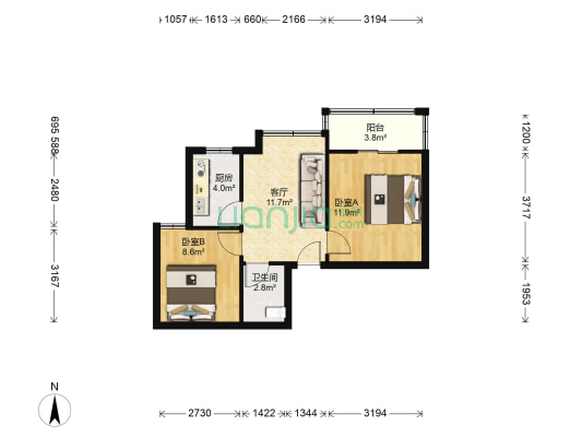 禧汇坊 2室1厅1卫 60平方