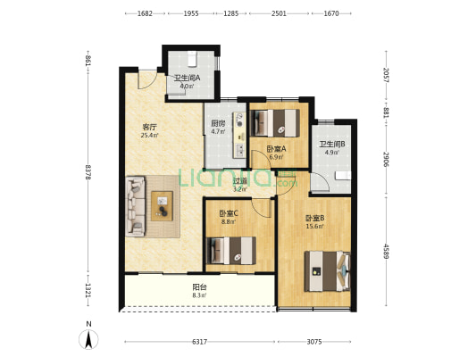 绿城燕语春风居 3室1厅2卫 106平方