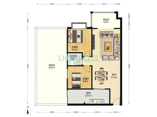 川西家园C区 2室1厅1卫 82平方