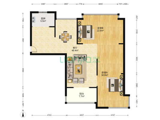 海山金谷 2室1厅0卫 134平方