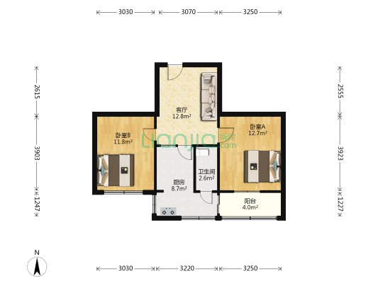 少陵横街68号 2室1厅1卫 56平方