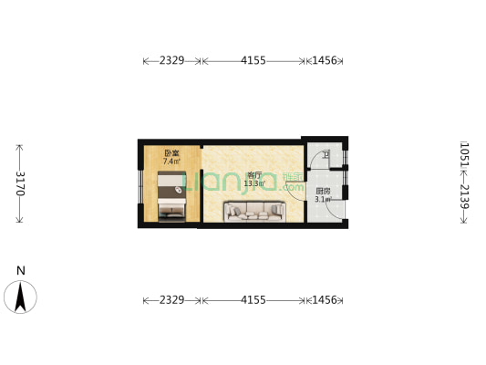 望江新居工农路48号 1室1厅1卫 23平方