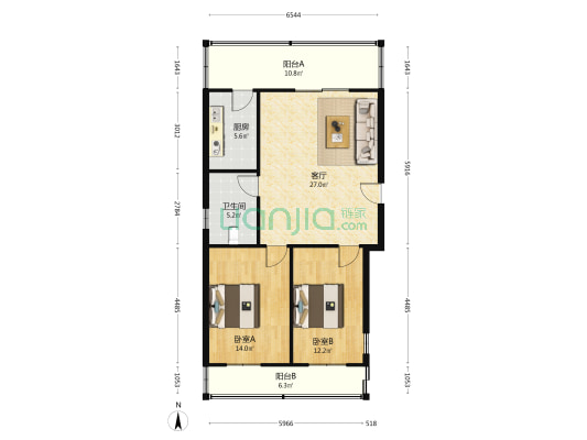 滨新二区 2室1厅1卫 94平方