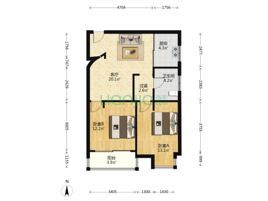 奇景家苑 2室1厅1卫 77平方