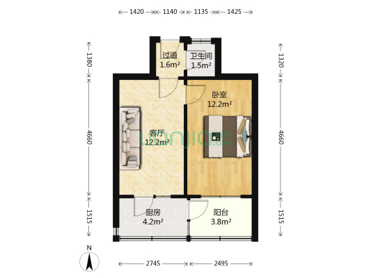 东关中街 1室1厅1卫 38平方