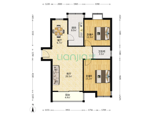 成发苑 2室2厅1卫 98平方