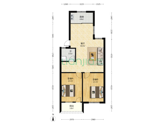 南台新苑杏花园 2室1厅1卫 79平方