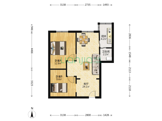 救助站家属楼 2室1厅1卫 67平方
