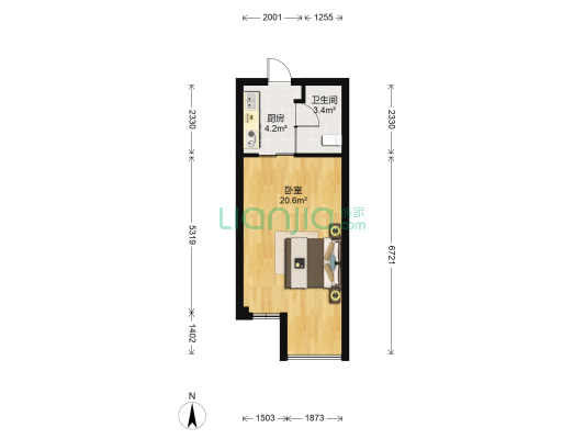 盛大花园 1室0厅1卫 43平方