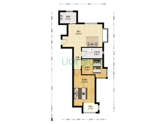 西海琪苑二期 2室1厅1卫 79平方