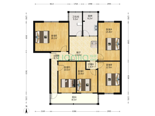 菜王西街18号 5室1厅1卫 136平方
