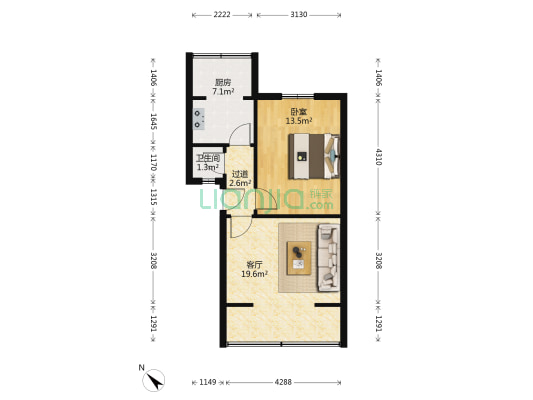 狮马路25号 1室1厅1卫 49平方