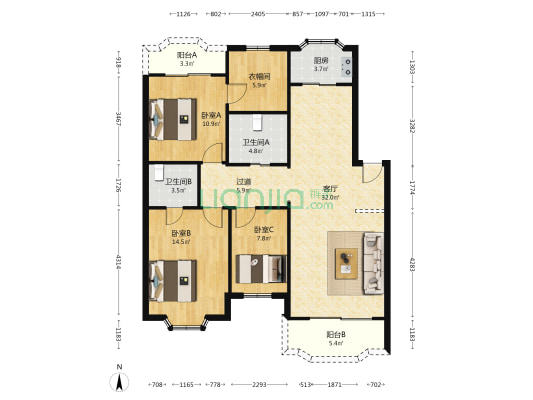 九凰花苑 3室1厅2卫 118平方