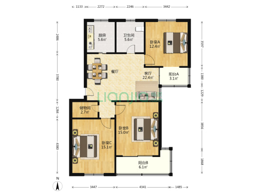 卫龙新村 3室1厅1卫 99平方