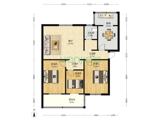 青峰农资综合楼 3室1厅1卫 103平方