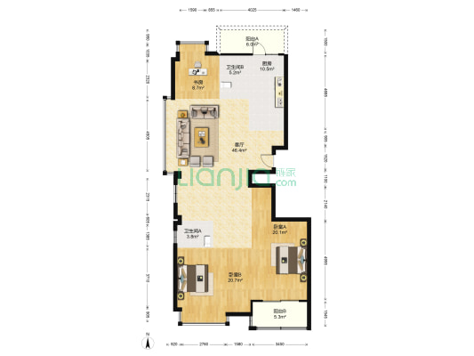 鑫鸿嘉园 3室1厅2卫 152平方