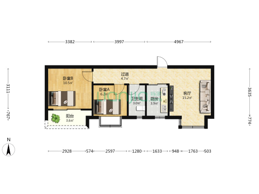 康吉苑 2室1厅1卫 60平方