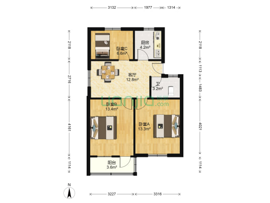 南环路3-1号 3室1厅1卫 71平方