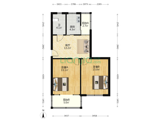 中街居委居民新村住宅小区 2室1厅1卫 70平方