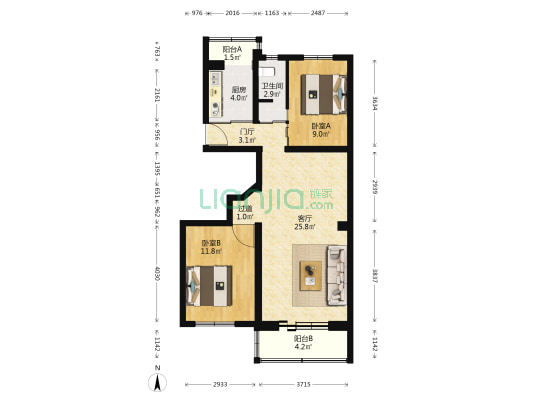 信用社家属院 2室1厅1卫 85平方